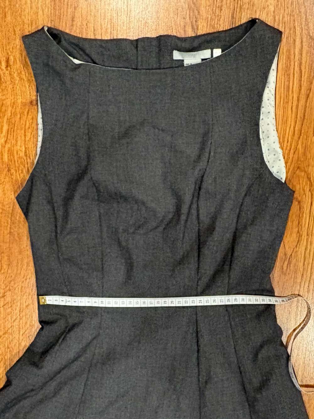 H&M Charcoal Gray Fit & Flare Midi Dress Sleeveless Office Chic US 8 - Picture 5 of 5